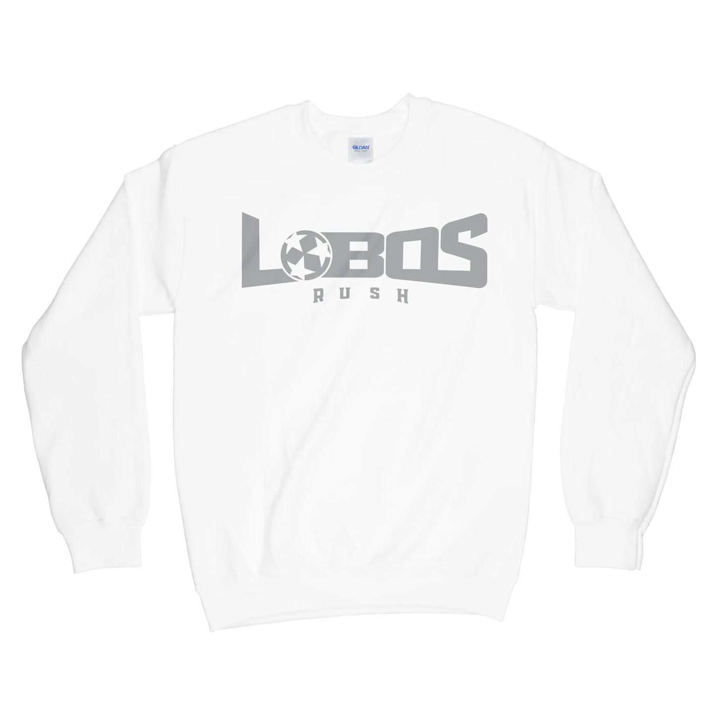 LOBOS RUSH GILDAN CREW NECK SWEATSHIRT - GREY PRINT - 12 COLRO OPTIONS PrinthouseOB