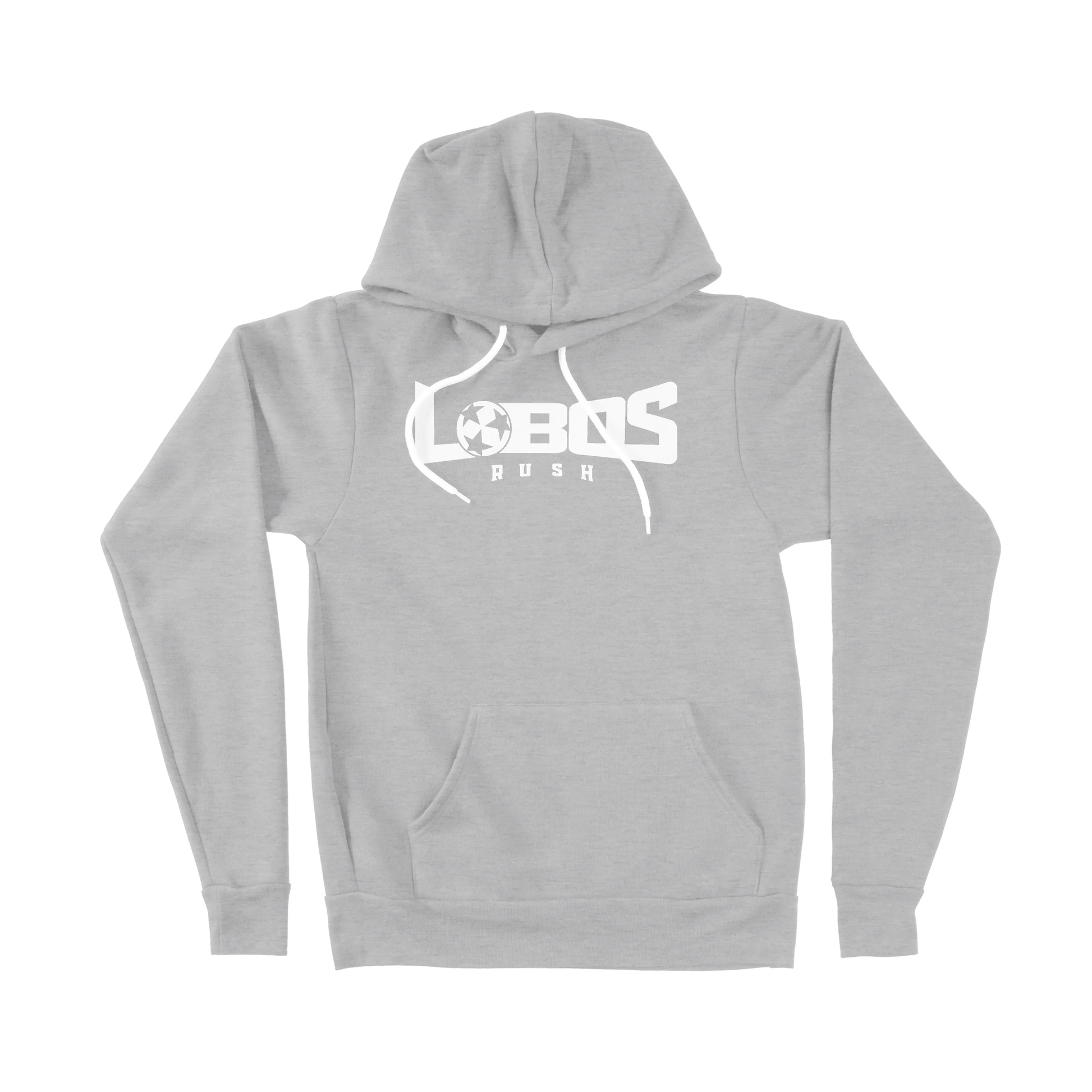 LOBOS RUSH BELLA CANVAS SPONGE FLEECE HOODIE - WHITE PRINT - 6 COLOR OPTIONS PrinthouseOB