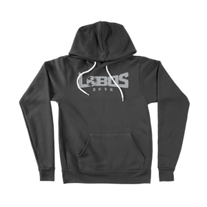 LOBOS RUSH BELLA CANVAS SPONGE FLEECE HOODIE - GREY PRINT - 6 COLOR OPTIONS