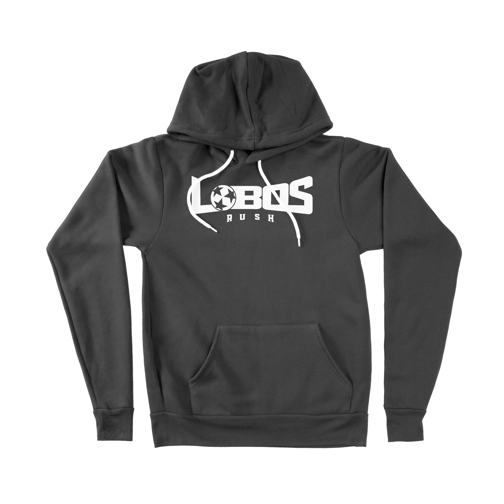 LOBOS RUSH BELLA CANVAS SPONGE FLEECE HOODIE - WHITE PRINT - 6 COLOR OPTIONS PrinthouseOB