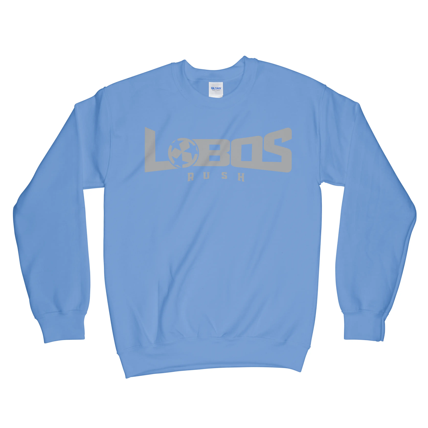 LOBOS RUSH GILDAN CREW NECK SWEATSHIRT - GREY PRINT - 12 COLRO OPTIONS PrinthouseOB