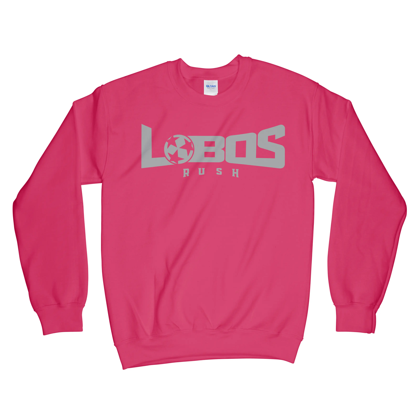 LOBOS RUSH GILDAN CREW NECK SWEATSHIRT - GREY PRINT - 12 COLRO OPTIONS PrinthouseOB