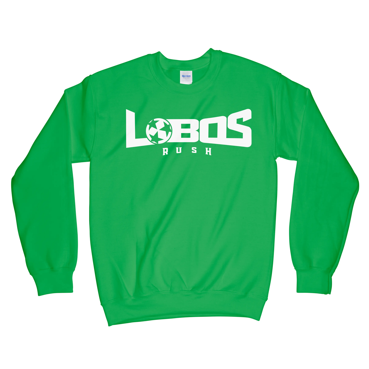 LOBOS RUSH GILDAN CREW NECK SWEATSHIRT - WHITE PRINT - 12 COLOR OPTIONS PrinthouseOB