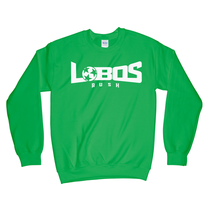 LOBOS RUSH GILDAN CREW NECK SWEATSHIRT - WHITE PRINT - 12 COLOR OPTIONS PrinthouseOB