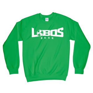 LOBOS RUSH GILDAN CREW NECK SWEATSHIRT - WHITE PRINT - 12 COLOR OPTIONS