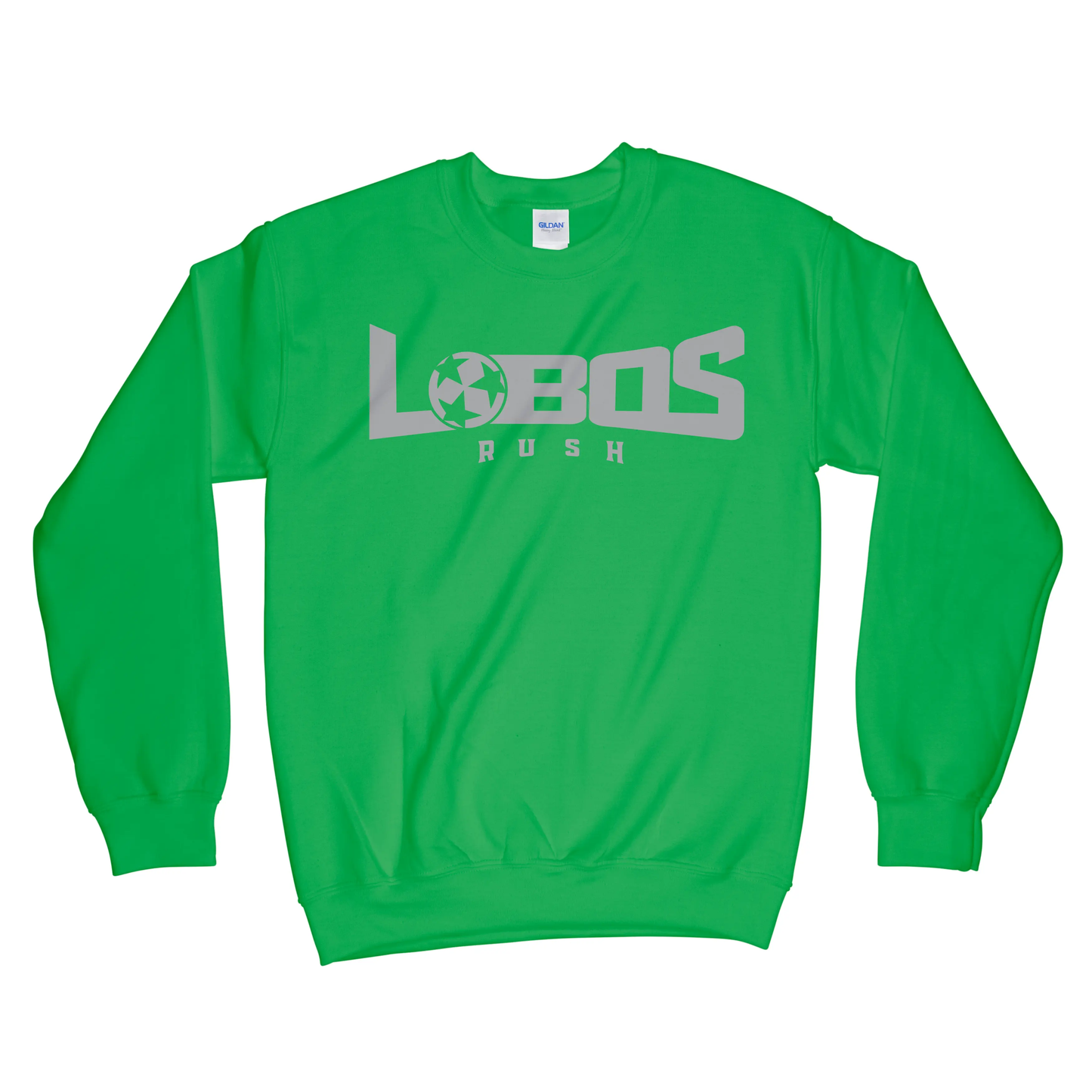 LOBOS RUSH GILDAN CREW NECK SWEATSHIRT - GREY PRINT - 12 COLRO OPTIONS PrinthouseOB