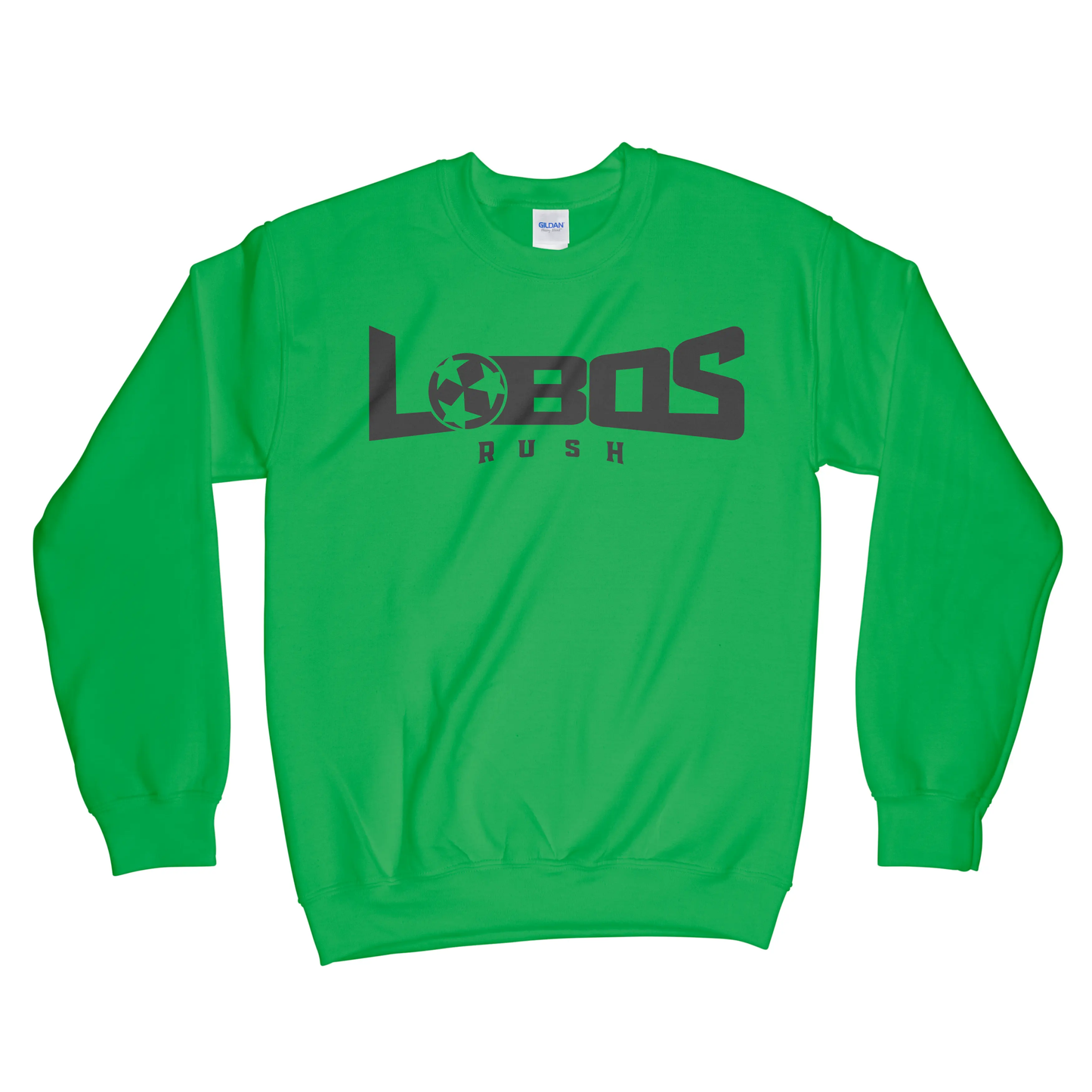 LOBOS RUSH GILDAN CREW NECK SWEATSHIRT - BLACK PRINT - 9 COLOR OPTIONS PrinthouseOB