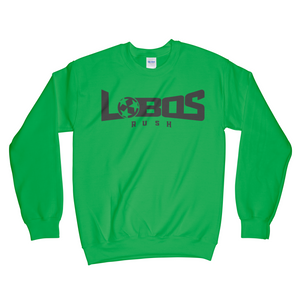 LOBOS RUSH GILDAN CREW NECK SWEATSHIRT - BLACK PRINT - 9 COLOR OPTIONS