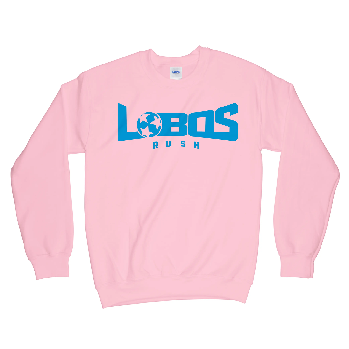 LOBOS RUSH GILDAN CREW NECK SWEATSHIRT - RUSH BLUE PRINT - 9 COLOR OPTIONS PrinthouseOB