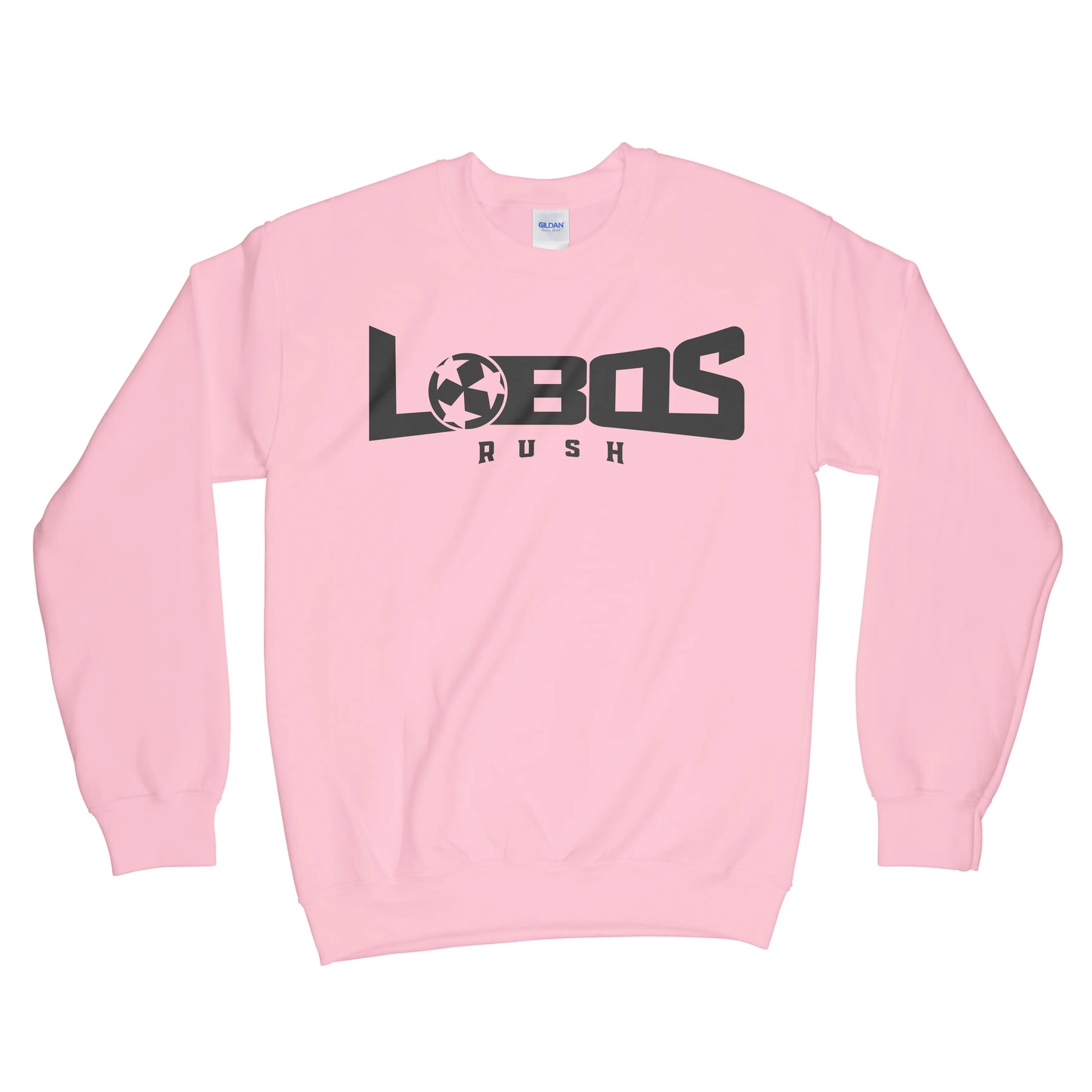 LOBOS RUSH GILDAN CREW NECK SWEATSHIRT - BLACK PRINT - 9 COLOR OPTIONS PrinthouseOB