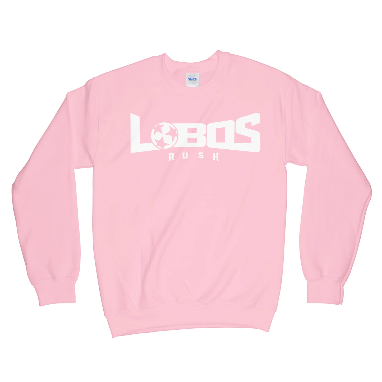 LOBOS RUSH GILDAN CREW NECK SWEATSHIRT - WHITE PRINT - 12 COLOR OPTIONS PrinthouseOB