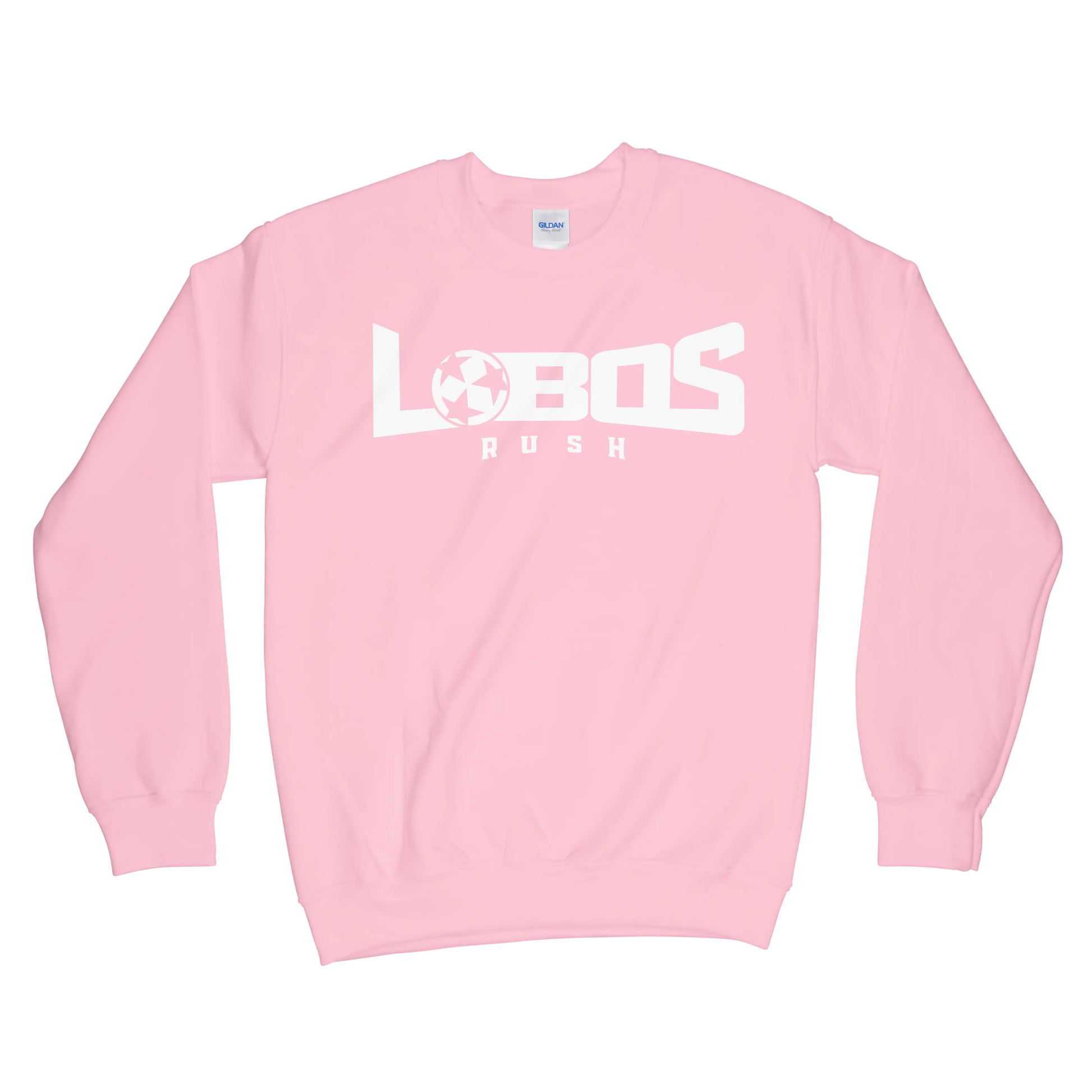 LOBOS RUSH GILDAN CREW NECK SWEATSHIRT - WHITE PRINT - 12 COLOR OPTIONS PrinthouseOB