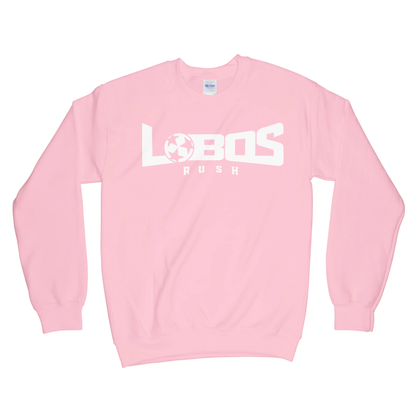 LOBOS RUSH GILDAN CREW NECK SWEATSHIRT - WHITE PRINT - 12 COLOR OPTIONS PrinthouseOB