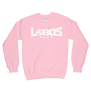 LOBOS RUSH GILDAN CREW NECK SWEATSHIRT - WHITE PRINT - 12 COLOR OPTIONS