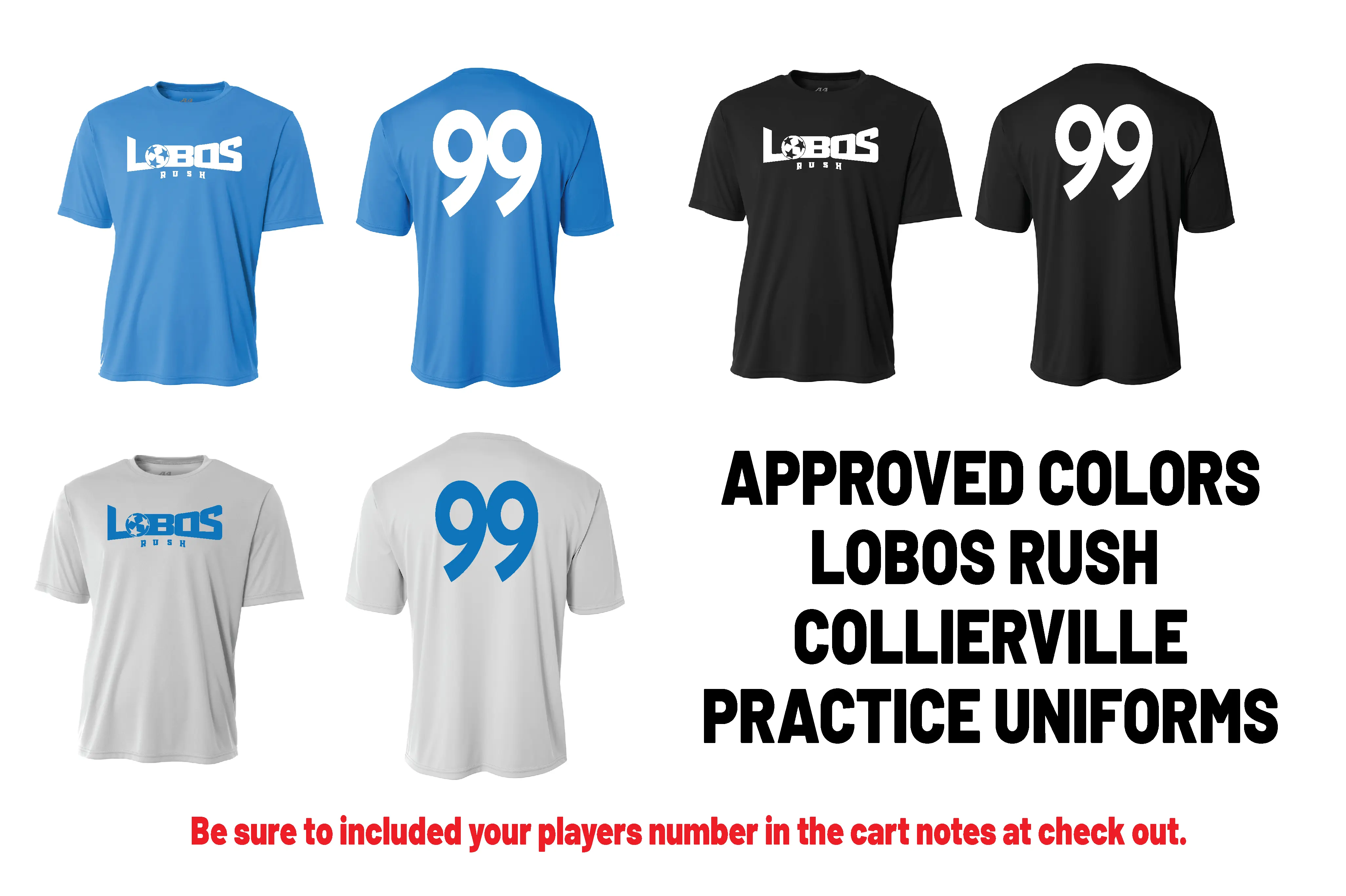 Lobos Rush Lobos Rush - Collierville Approved Practice Jerseys - 4 Options ...