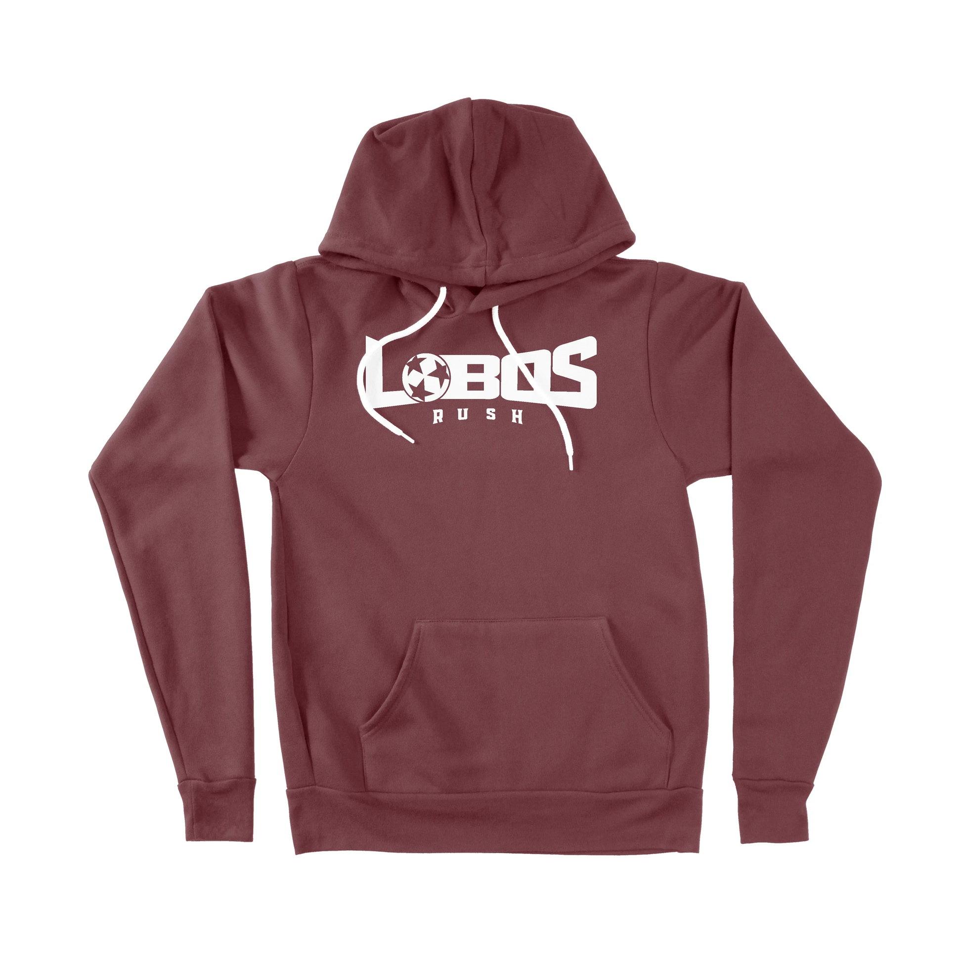 LOBOS RUSH BELLA CANVAS SPONGE FLEECE HOODIE - WHITE PRINT - 6 COLOR OPTIONS PrinthouseOB