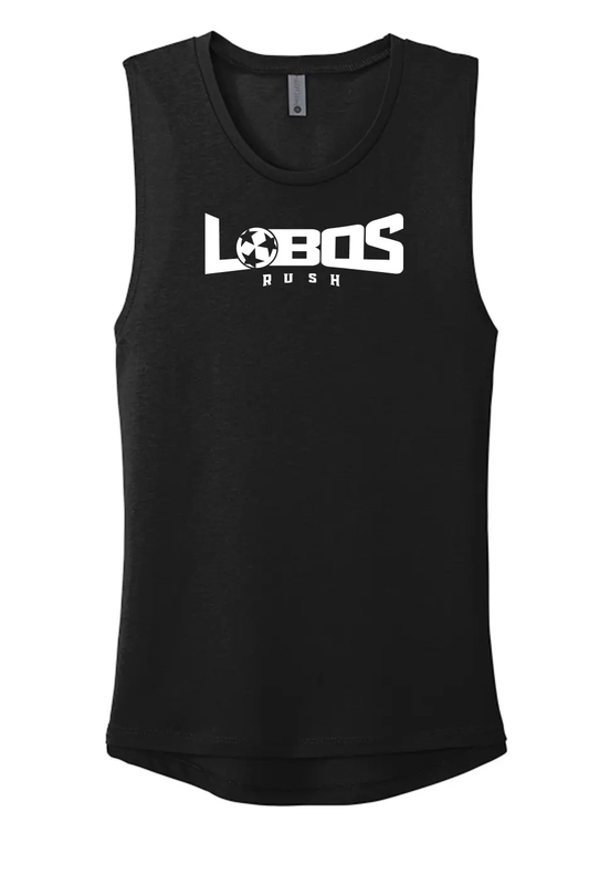 LOBOS RUSH Next Level Apparel® Women’s Festival Muscle Tank - WHITE PRINT - 9 COLOR OPTIONS PrinthouseOB