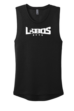 LOBOS RUSH Next Level Apparel® Women’s Festival Muscle Tank - WHITE PRINT - 9 COLOR OPTIONS