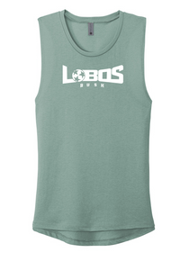 LOBOS RUSH Next Level Apparel® Women’s Festival Muscle Tank - WHITE PRINT - 9 COLOR OPTIONS