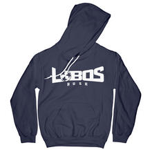 Load image into Gallery viewer, LOBOS RUSH GILDAN HOODIE - WHITE PRINT - 12 COLOR OPTIONS