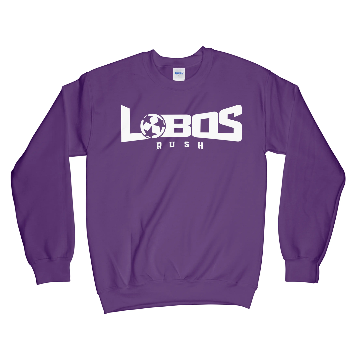 LOBOS RUSH GILDAN CREW NECK SWEATSHIRT - WHITE PRINT - 12 COLOR OPTIONS PrinthouseOB