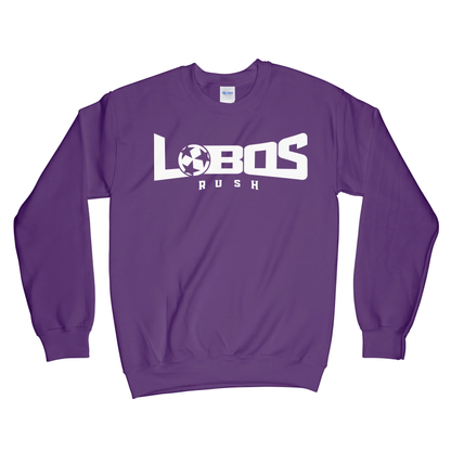 LOBOS RUSH GILDAN CREW NECK SWEATSHIRT - WHITE PRINT - 12 COLOR OPTIONS PrinthouseOB