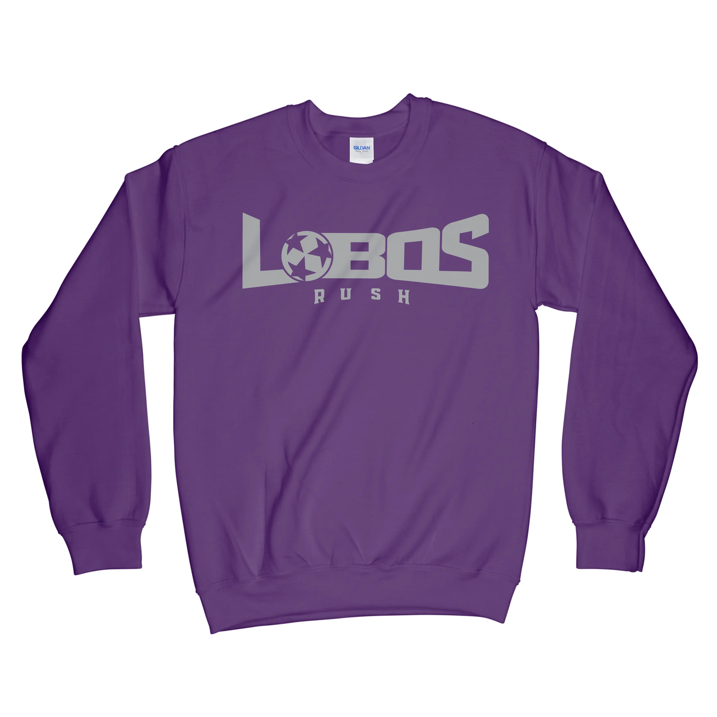 LOBOS RUSH GILDAN CREW NECK SWEATSHIRT - GREY PRINT - 12 COLRO OPTIONS PrinthouseOB