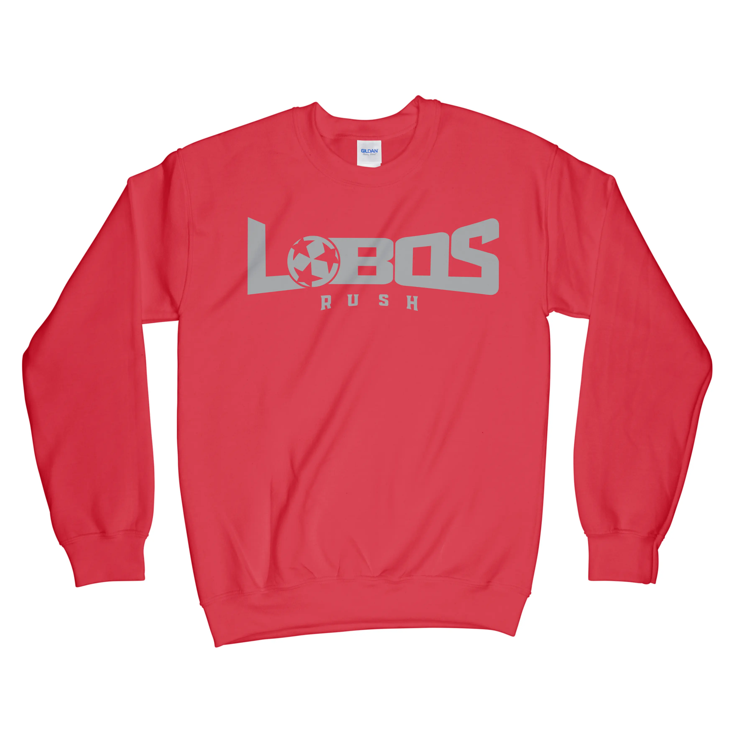 LOBOS RUSH GILDAN CREW NECK SWEATSHIRT - GREY PRINT - 12 COLRO OPTIONS PrinthouseOB
