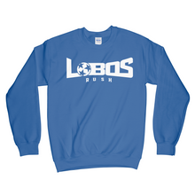 Load image into Gallery viewer, LOBOS RUSH GILDAN CREW NECK SWEATSHIRT - WHITE PRINT - 12 COLOR OPTIONS