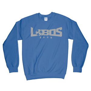 LOBOS RUSH GILDAN CREW NECK SWEATSHIRT - GREY PRINT - 12 COLRO OPTIONS