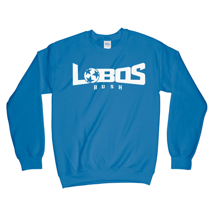 LOBOS RUSH GILDAN CREW NECK SWEATSHIRT - WHITE PRINT - 12 COLOR OPTIONS PrinthouseOB