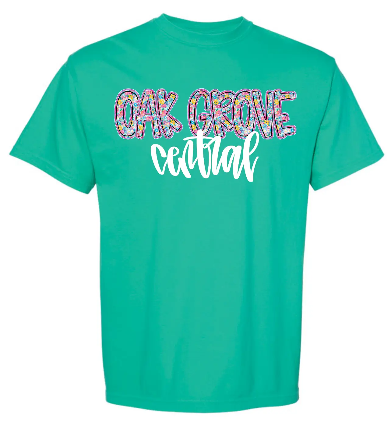 OAK GROVE - OAK GROVE CENTRAL FLORAL - ISLAND GREEN -Comfort Colors® Heavyweight Ring Spun Tee PrinthouseOB