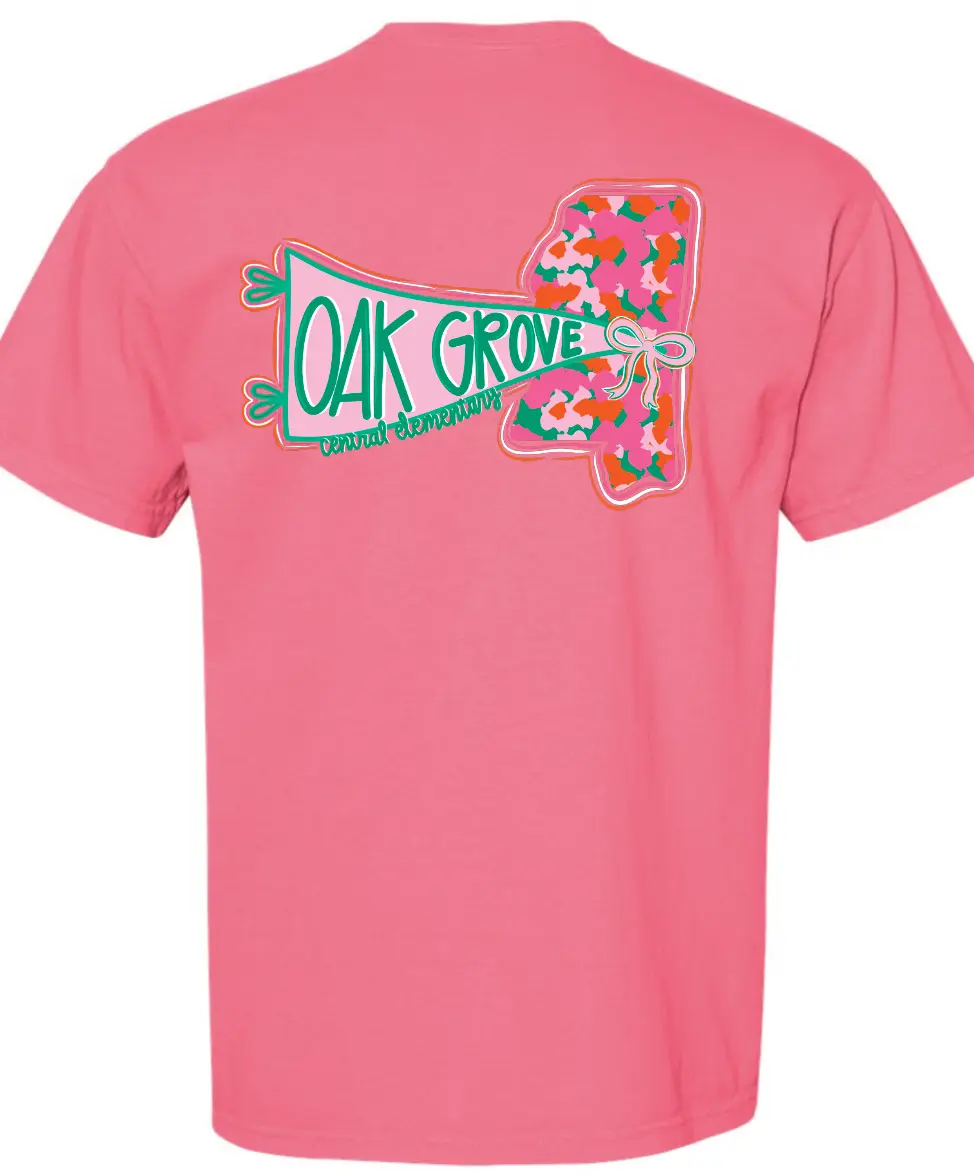 OAK GROVE - OAK GROVE PENNANT - CRUNCHBERRY -Comfort Colors® Heavyweight Ring Spun Tee PrinthouseOB