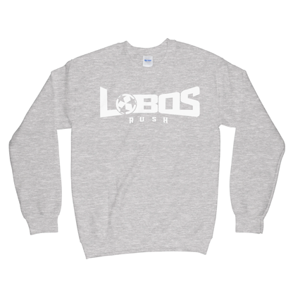 LOBOS RUSH GILDAN CREW NECK SWEATSHIRT - WHITE PRINT - 12 COLOR OPTIONS PrinthouseOB